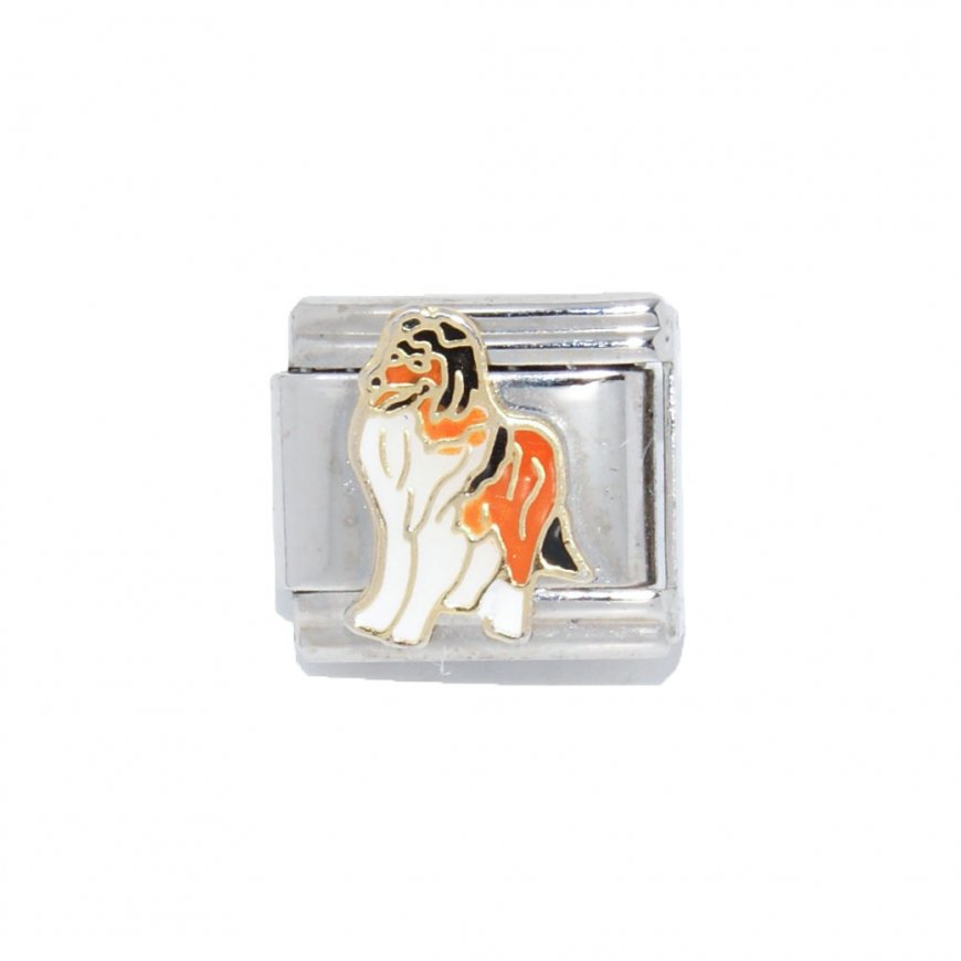 Collie dog (a) - enamel 9mm Italian charm - Click Image to Close