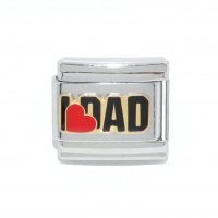 I love Dad with red heart - enamel 9mm Italian charm