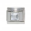 April - Square Birthstone - Diamond 9mm Italian Charm