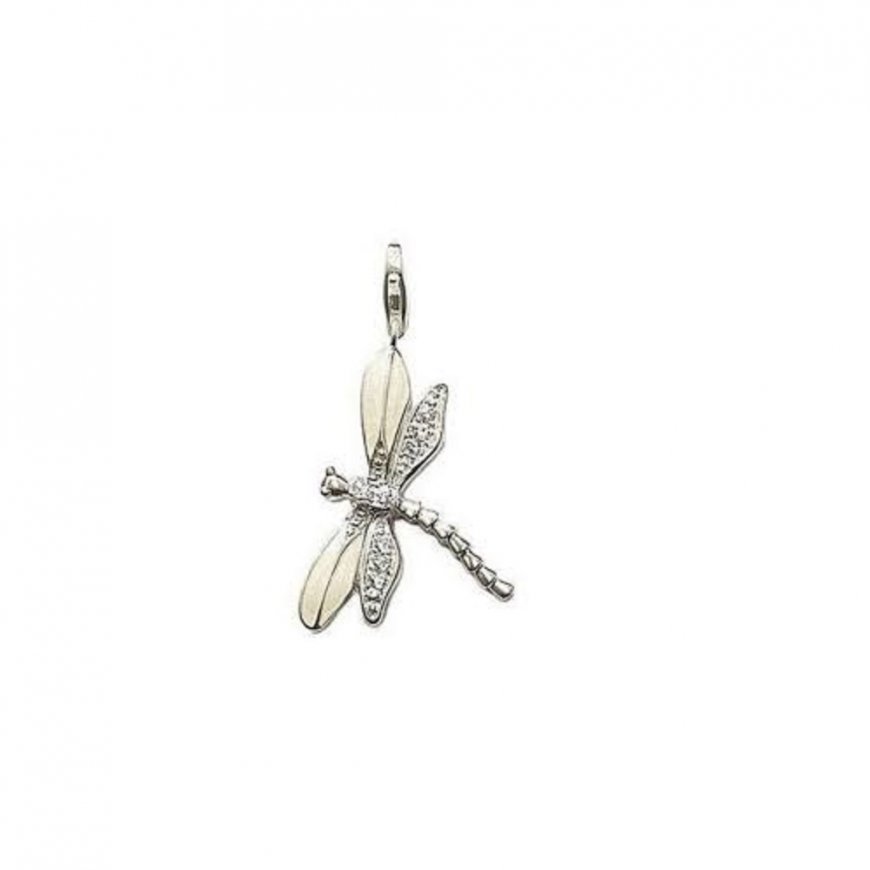White Drangonfly - clip on charm fits Thomas Sabo bracelets - Click Image to Close