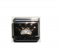White sparkly crown - 9mm Italian charm