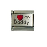 I Love My Daddy red heart (b) - laser 9mm Italian charm