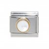 Pearl with gold rim - 9mm classic Italian charm