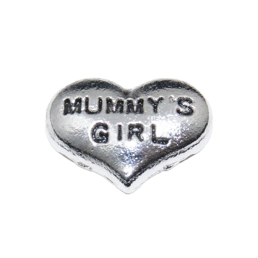 Mummys Girl on silvertone heart 9mm Floating locket charm - Click Image to Close