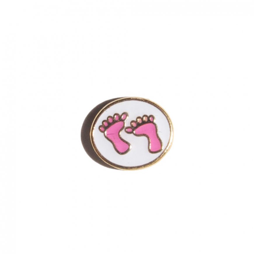 Baby pink feet on white background 6mm floating locket charm - Click Image to Close