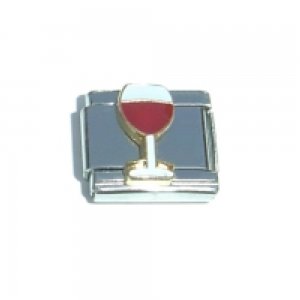 Glass of red wine - NEW enamel 9mm Italian charm