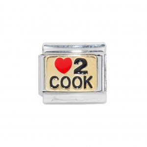 Love 2 Cook - Enamel 9mm Italian charm