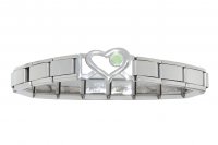 Small Open Heart link bracelet 9mm Italian charm - August