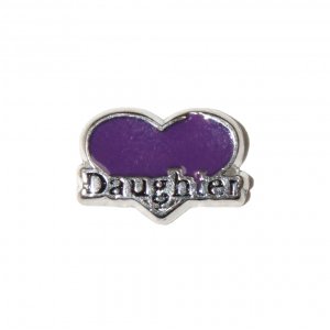 Daughter on purple heart 8mm floating locket charm