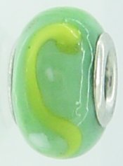 EB326 - Green bead with yellow swirls and white dots - Click Image to Close