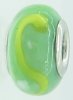 EB326 - Green bead with yellow swirls and white dots