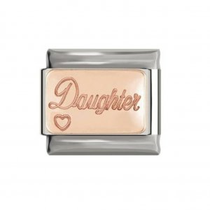 Rose gold Daughter charm - 9mm classic Italian charm