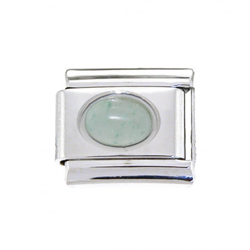 Jade oval stone - 9mm Italian Charm - Click Image to Close