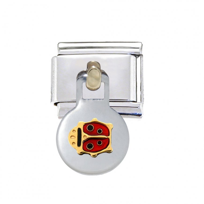 Dangle ladybird 9mm Italian charm fits classic bracelets - Click Image to Close