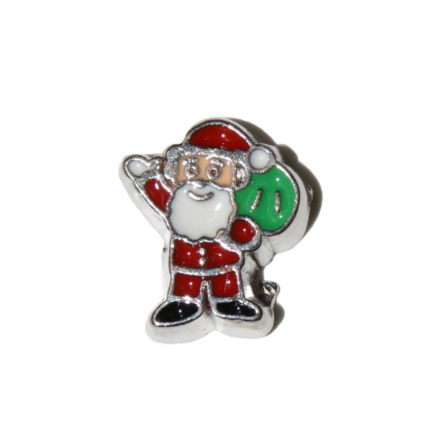 Father Christmas with sack of toys 8mm floating locket charm - Click Image to Close