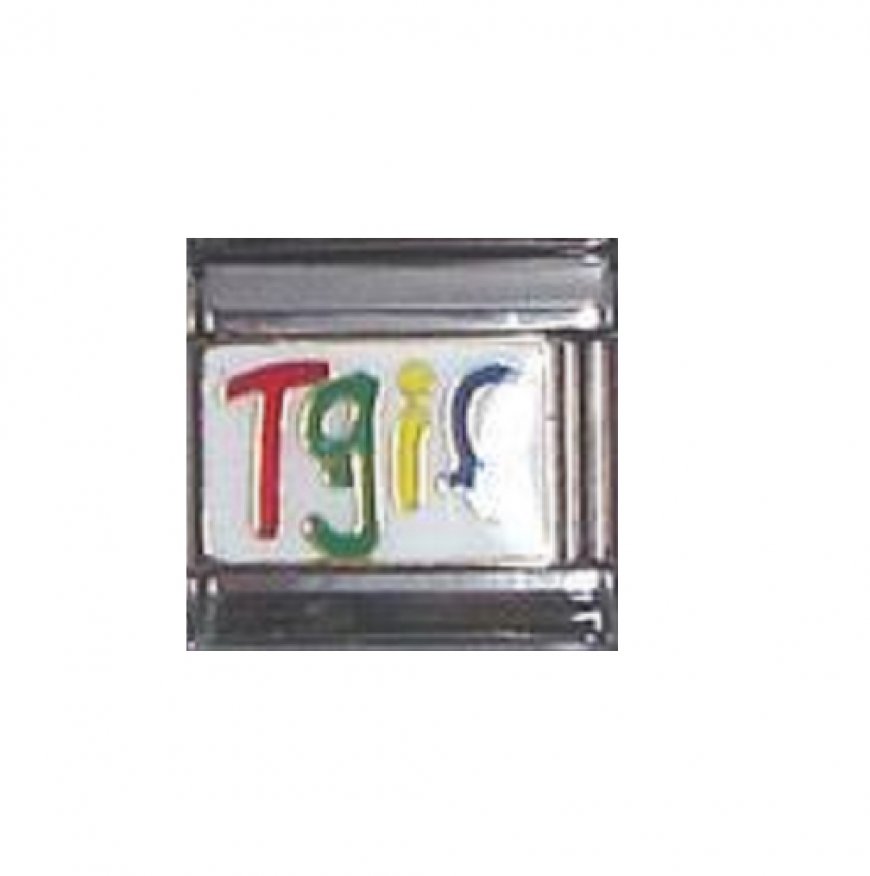 TGIF multi coloured - enamel italian charm - Click Image to Close