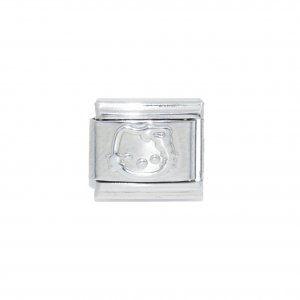 Silver coloured cat link - 9mm Italian charm