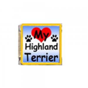 Love my Highland Terrier - dog - enamel 9mm Italian charm