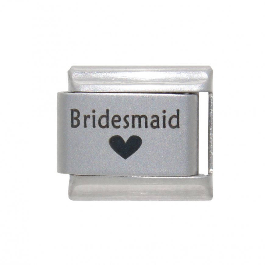 Bridesmaid with heart laser - 9mm Italian charm - Click Image to Close