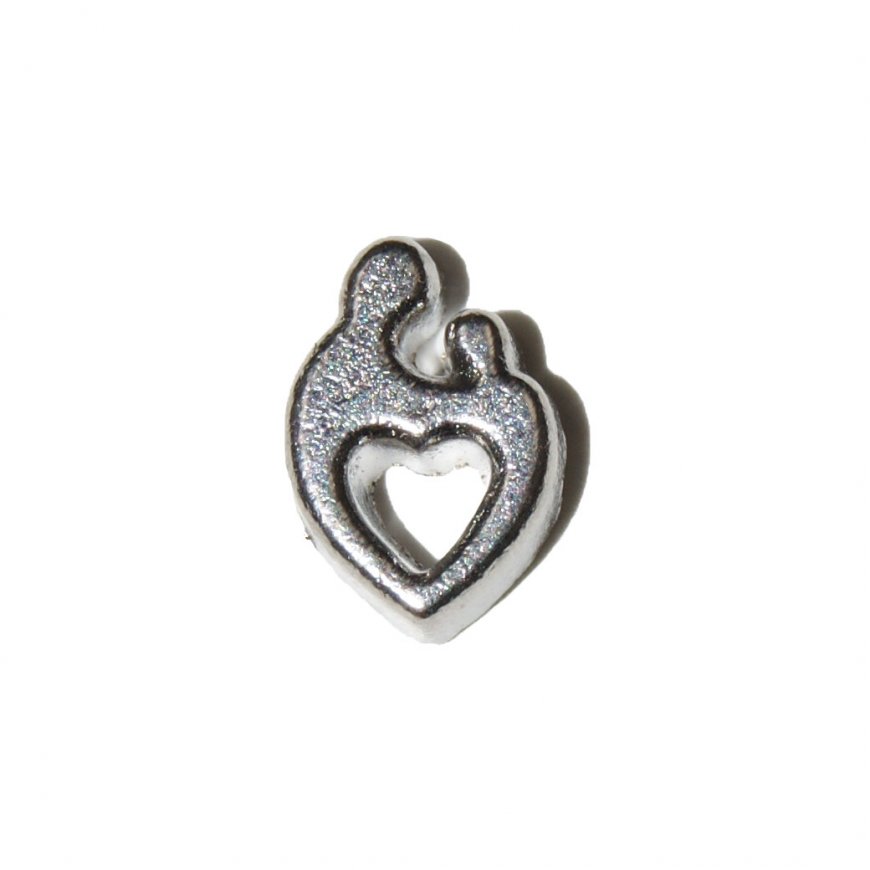 Mother and Child silvertone 7mm floating locket charm - Click Image to Close