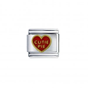 Cutie Pie in red heart - 9mm Italian charm