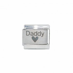 Daddy with heart - plain 9mm laser Italian charm
