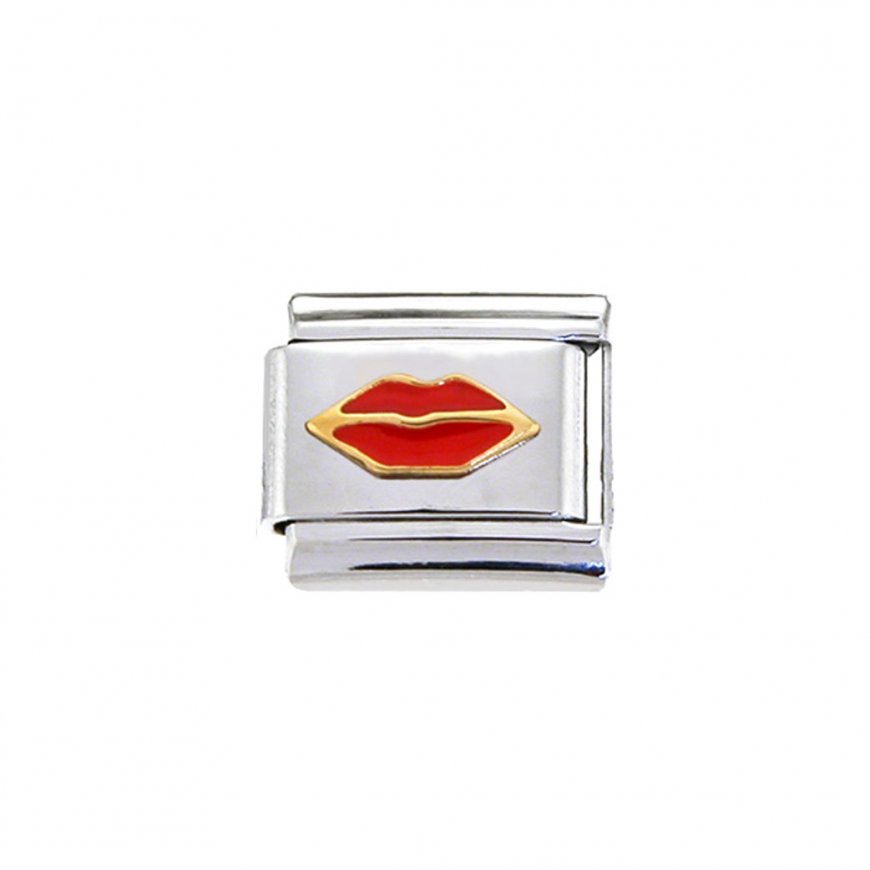 Red lips (b) - enamel Italian Charm - Click Image to Close