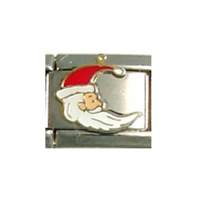 Santa shaped half moon - enamel 9mm Italian charm - Click Image to Close