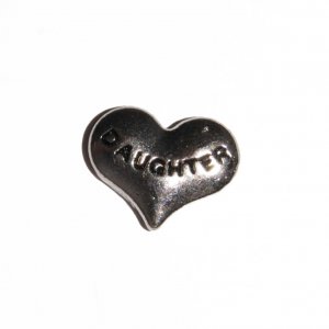 Daughter silvertone heart 10mm floating locket charm