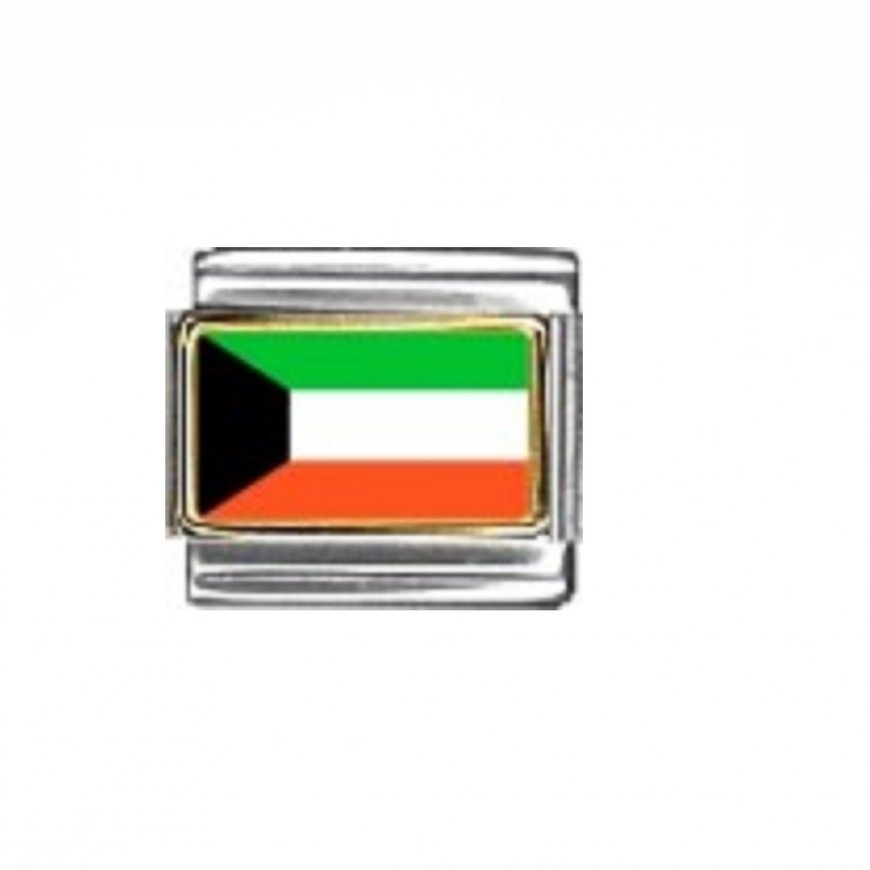 Flag - Kuwait photo enamel 9mm Italian charm - Click Image to Close