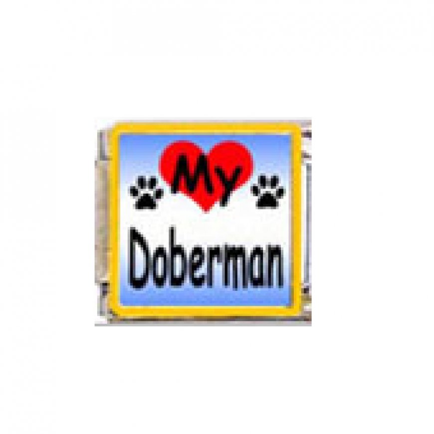 Love my Doberman - dog - 9mm Italian charm - Click Image to Close