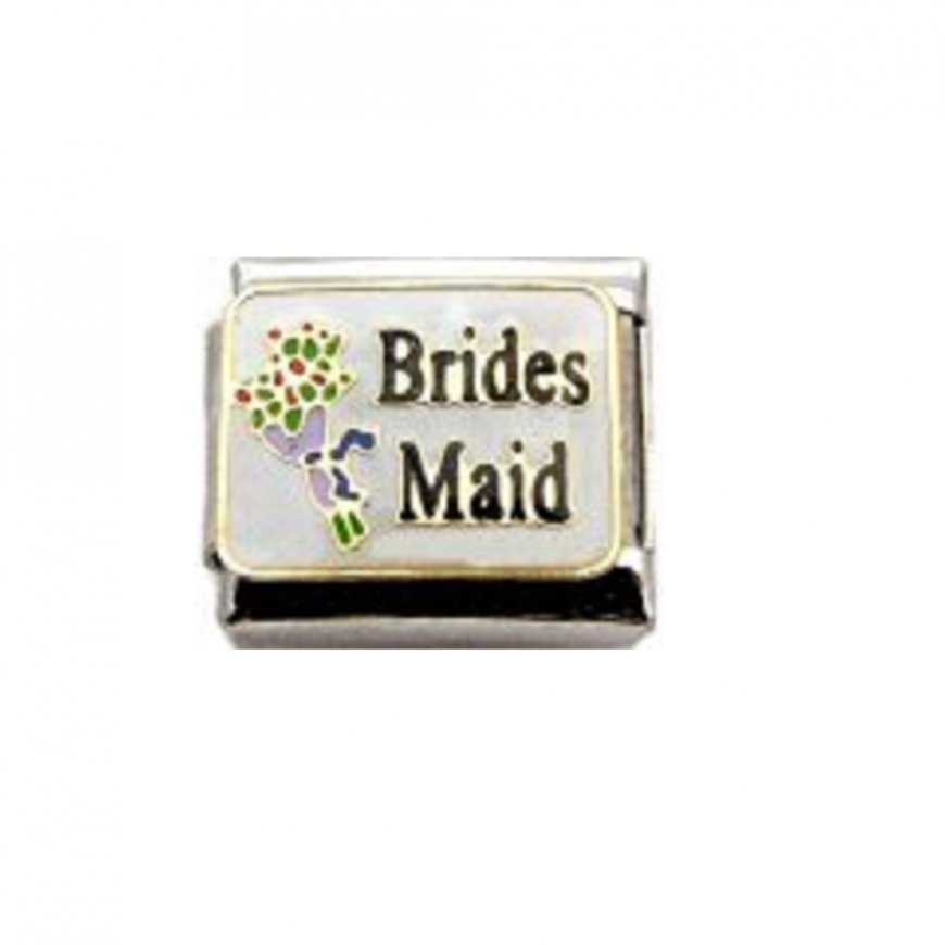 Brides maid with flower - enamel 9mm Italian charm - Click Image to Close