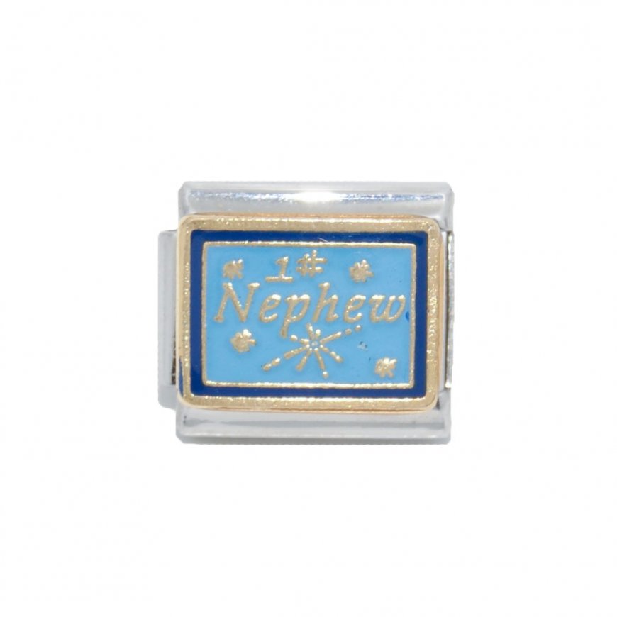 #1 Nephew - Blue background - 9mm enamel Italian charm - Click Image to Close