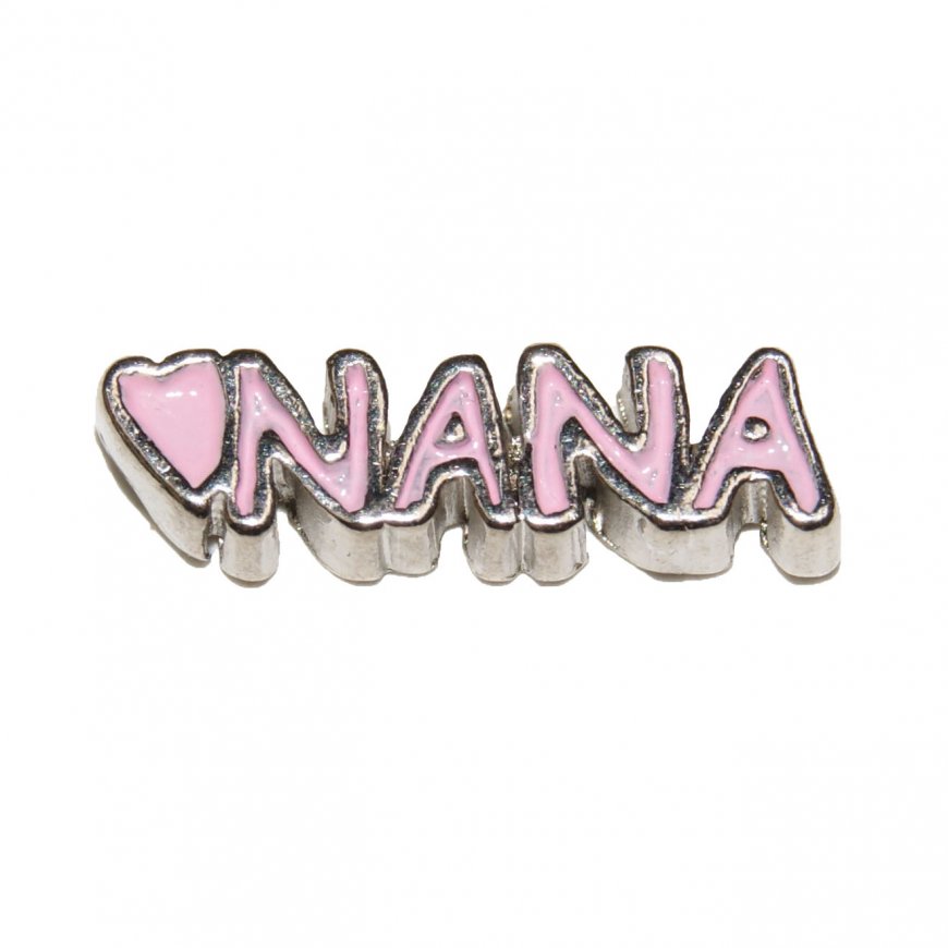 Nana light pink with heart 12mm floating locket charm - Click Image to Close