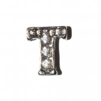 T Letter with stones - floating locket charm