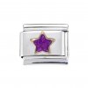 Purple sparkly star gold rim - 9mm Italian Charm
