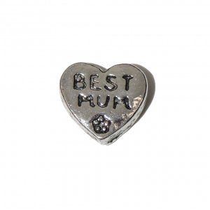 Best mum silvertone heart 7mm floating locket charm