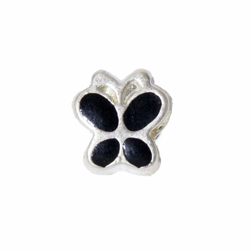 EB20 - Silver and black butterfly - European bead charm - Click Image to Close