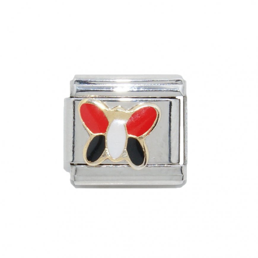 Black and red butterfly - 9mm enamel Italian charm - Click Image to Close