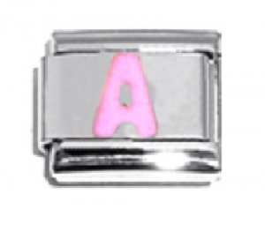 Pink Letter A - 9mm Italian charm