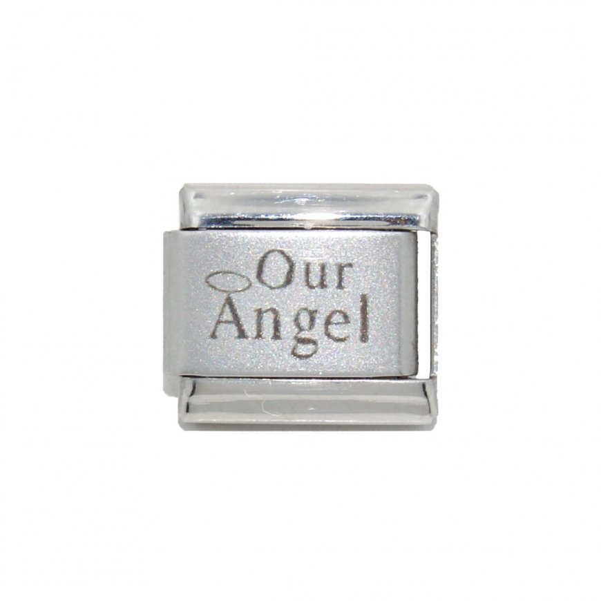 Our Angel with halo - 9mm Laser Italian charm - Click Image to Close
