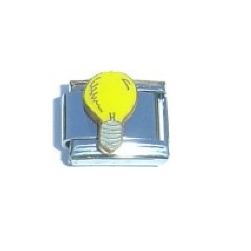 Light bulb - electrician (b) - enamel 9mm Italian charm - Click Image to Close