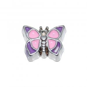 Pink and purple butterfly 8mm floating charm fits memory lockets