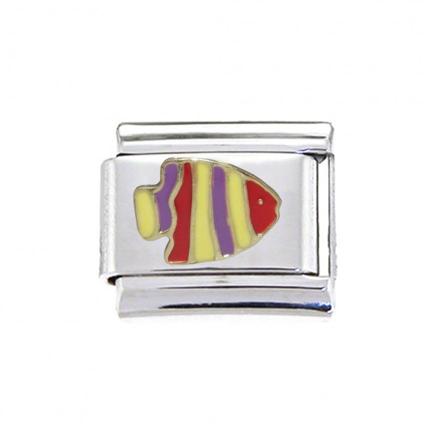 Tropical fish (a) - enamel 9mm Italian charm - Click Image to Close