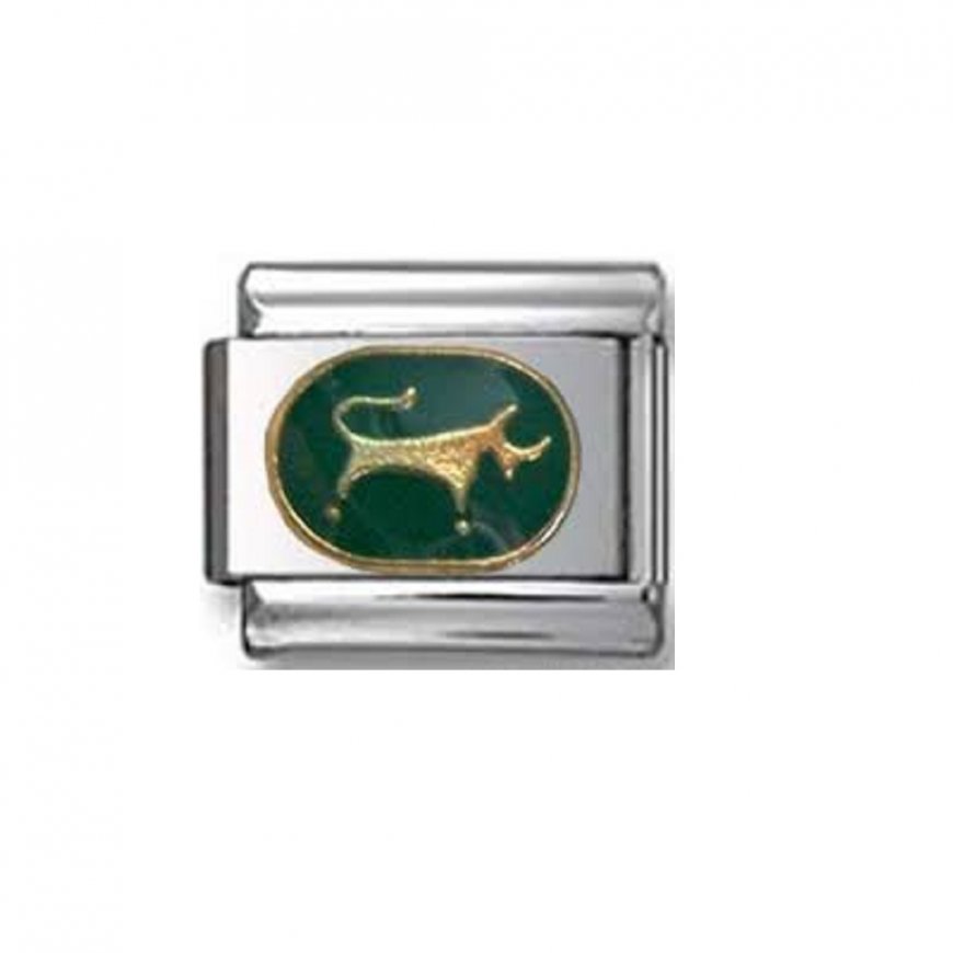 Taurus Green enamel (21/4-21/5) 9mm Italian charm - Click Image to Close