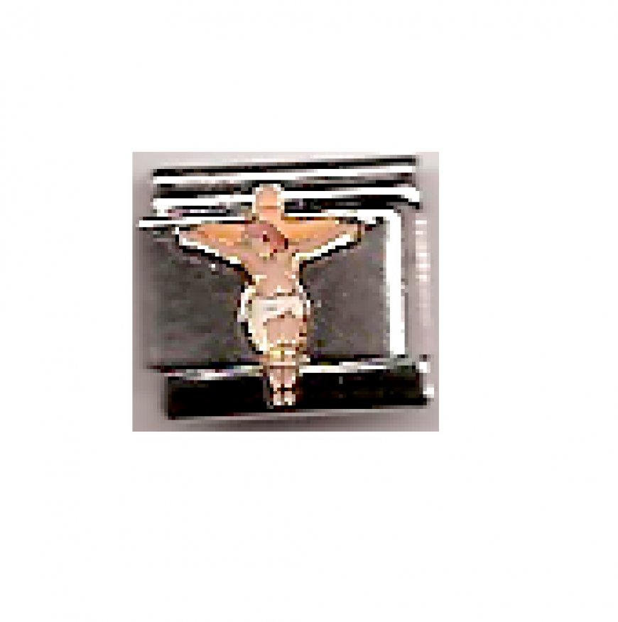 Jesus on the cross (b) - enamel 9mm Italian charm - Click Image to Close