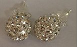 925 White Crystal 8mm Shamballa earrings - Click Image to Close