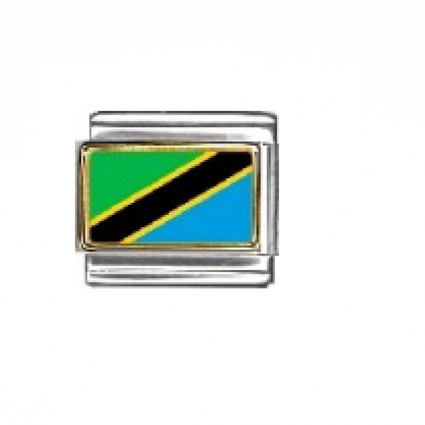 Flag - Tanzania photo enamel 9mm Italian charm - Click Image to Close