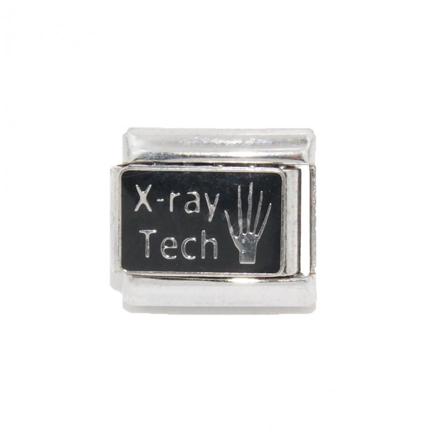 Xray silver and black - 9mm enamel Italian Charm - Click Image to Close