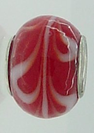 EB333 - Red bead with white swirls - Click Image to Close